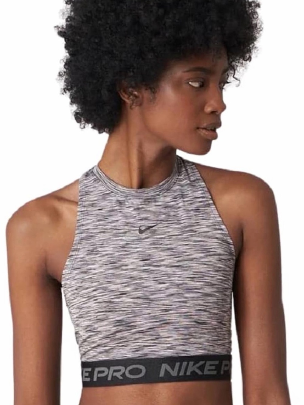 Nike Grey Space-Dye High-Neck Cropped Training tank top